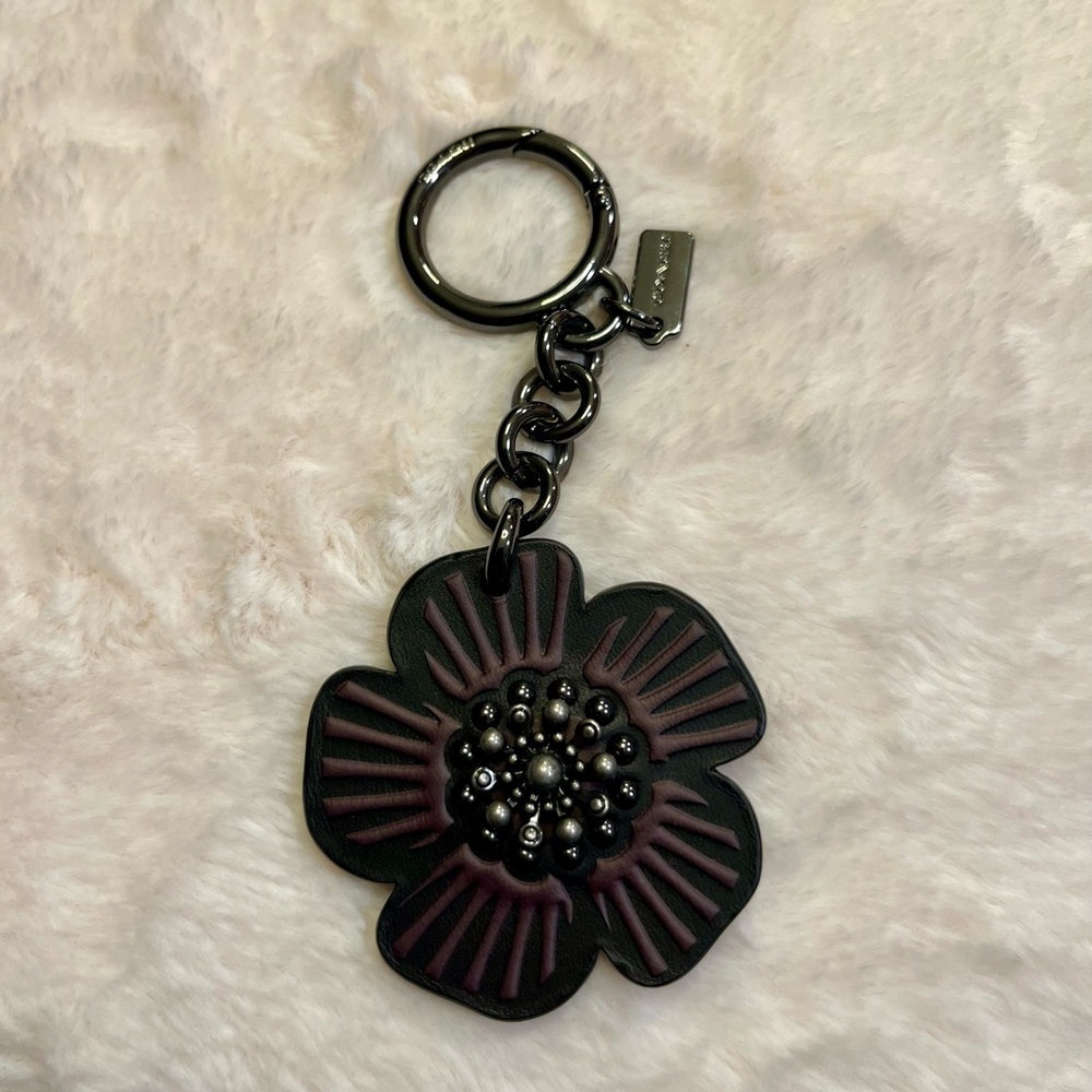 Coach Black Flower Keyring
